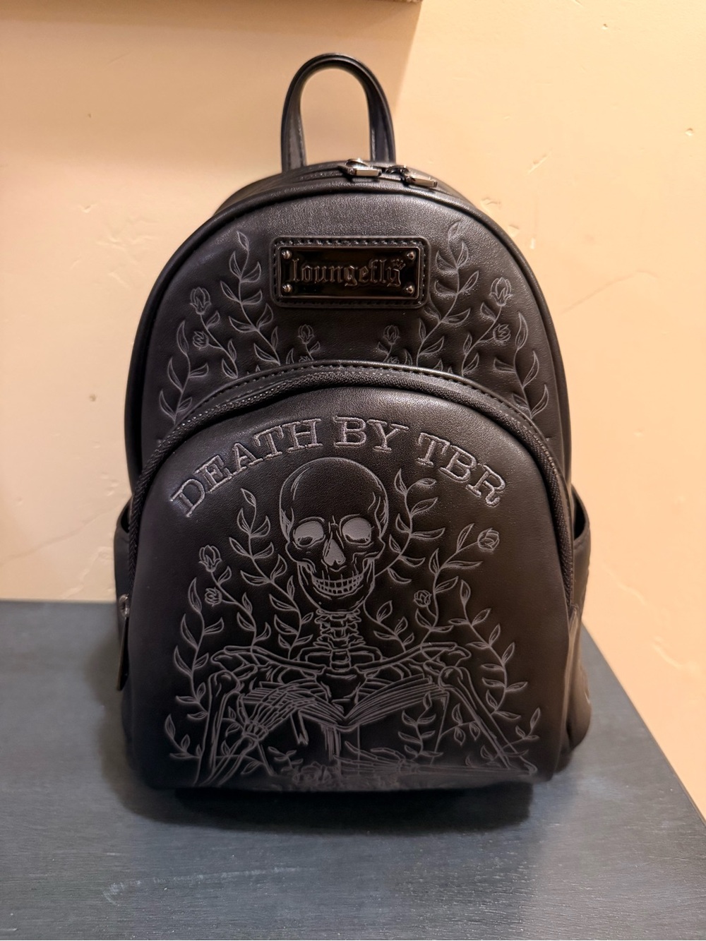 Loungefly Black 'Death By TBR' Mini Backpack
